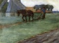 Homme labourant cheval impressionniste Frederick Carl Frieseke